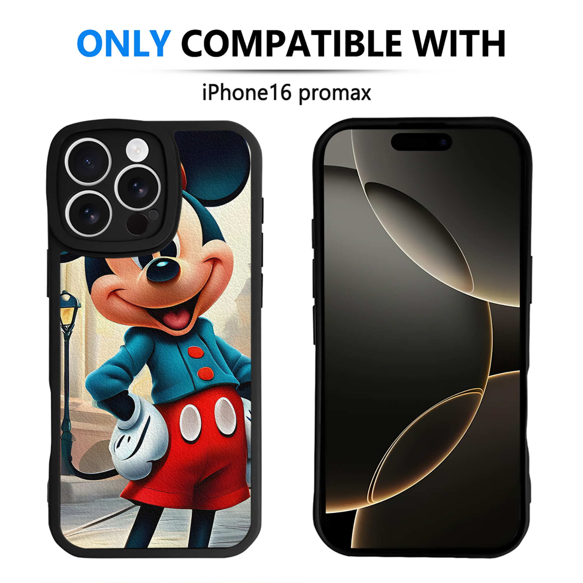 （画像用） ミッキーマウス Mickey Mouse 【iPhone 16シリーズ対応】シリコンスマホケース（レザー調） 材質：シリコン